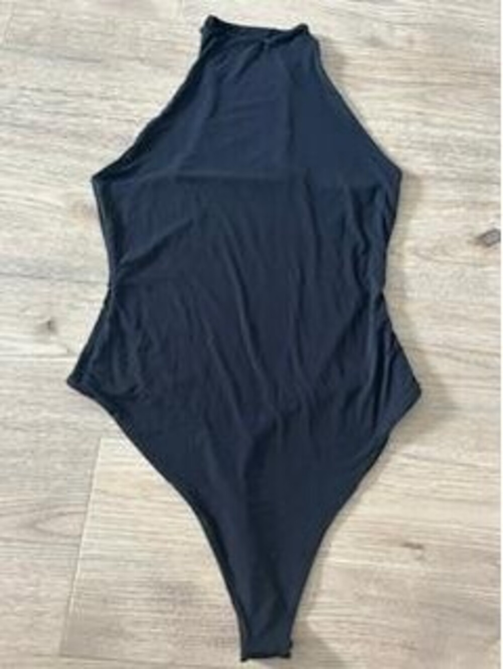 Naked Wardrobe Black Halter Neck Bodysuit Womens Size L Sleeveless Thong Back